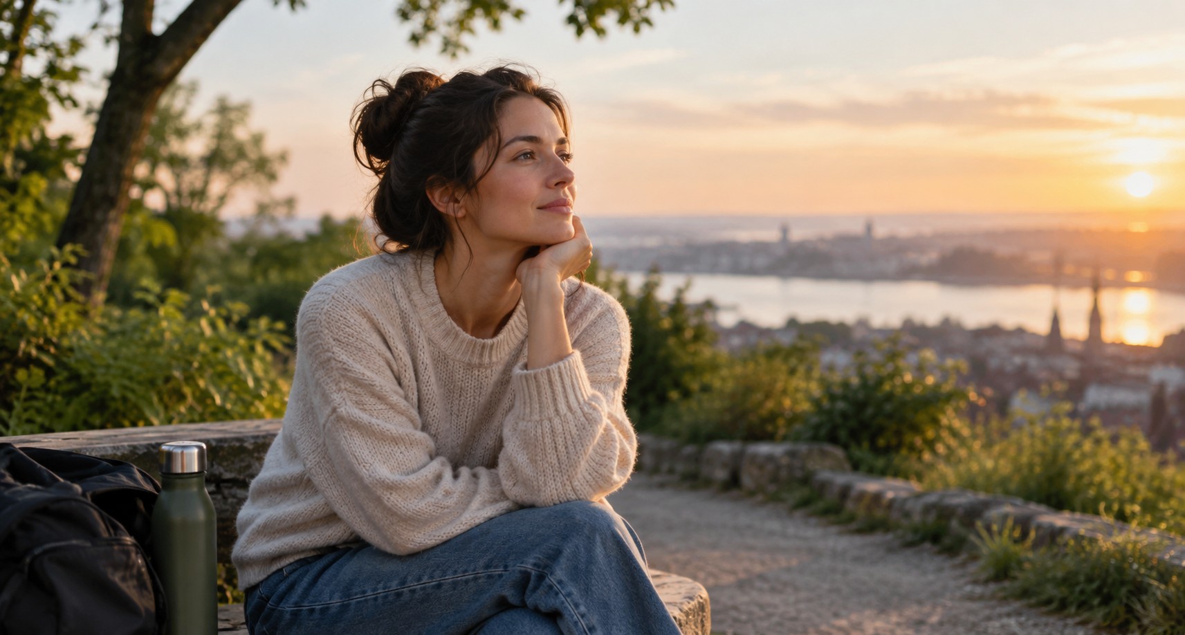A person taking a quiet moment to reset and regain perspective outdoors, surrounded by warm natural light and peaceful everyday details that capture the feeling of starting fresh after a difficult moment.